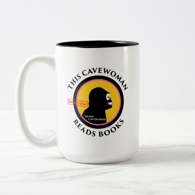 New Smart Gear Cavewoman Reads Books Mug (Left)