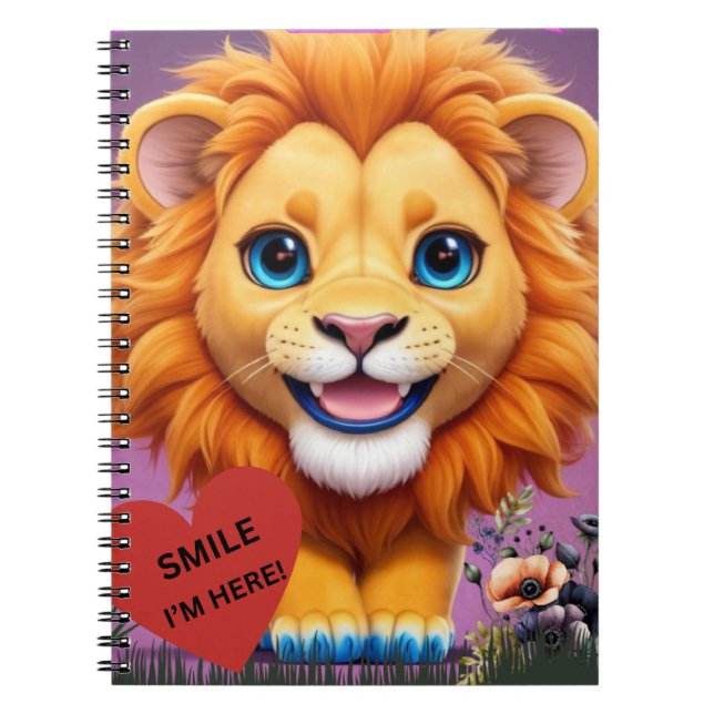 NEW! Smiling Lion Cub Notebook Cover (Front)
