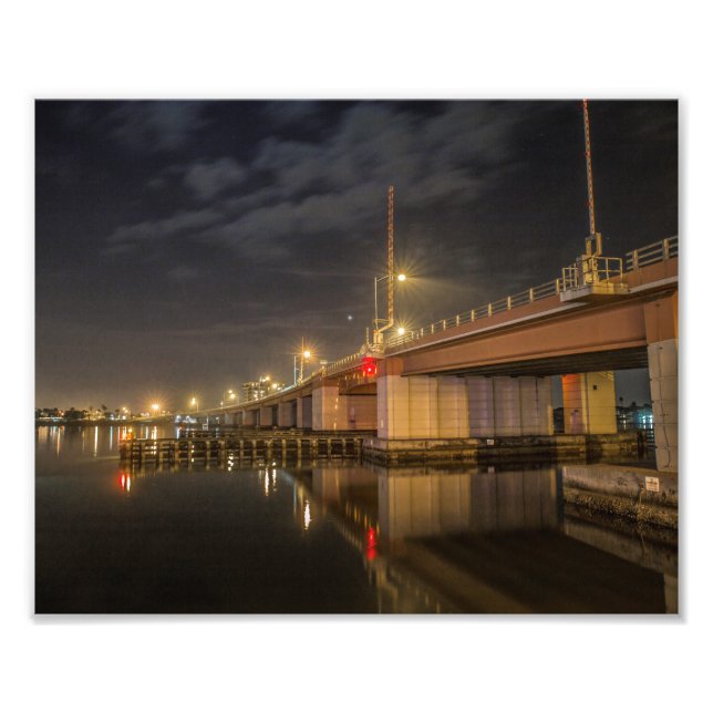 New Smyrna Beach Bridge at Night Photo Print (Front)