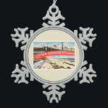 New Smyrna Beach Florida FL Old Travel Souvenir Snowflake Pewter Christmas Ornament<br><div class="desc">New Smyrna Beach,  Florida FL

A nostalgic,  vintage travel souvenir postcard image,  an authentic retro design. Greetings from the American Travelogue Virtual Touring Company!</div>
