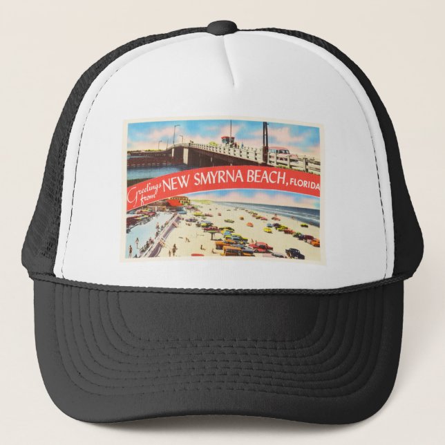 New Smyrna Beach Florida FL Old Travel Souvenir Trucker Hat (Front)