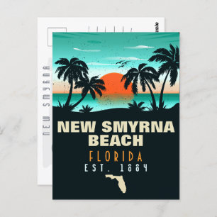 New Smyrna Beach Florida Retro Sunset Souvenirs Postcard