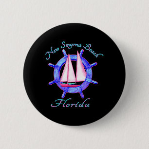 New Smyrna Beach Florida Sailboat Sailing Vacation 6 Cm Round Badge