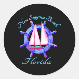 New Smyrna Beach Florida Sailboat Sailing Vacation Classic Round Sticker