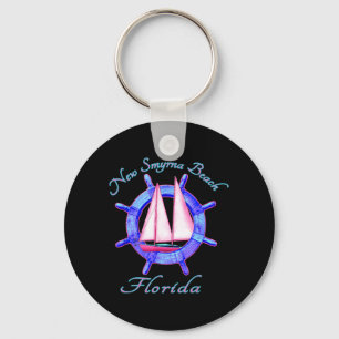 New Smyrna Beach Florida Sailboat Sailing Vacation Key Ring