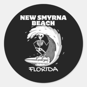 New Smyrna Beach Florida Surf Vintage Retro Surfin Classic Round Sticker