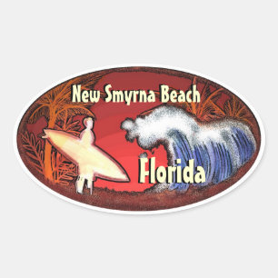 New Smyrna Beach Florida surfer waves stickers