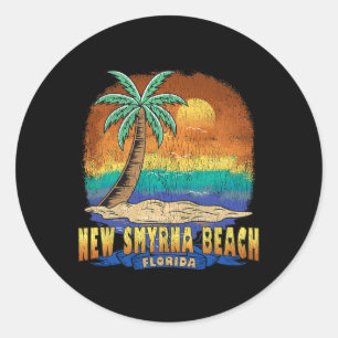 New Smyrna Beach Florida Vintage Distressed Souven Classic Round Sticker