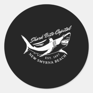 New Smyrna Beach Shark Bite Capital Of The World Classic Round Sticker