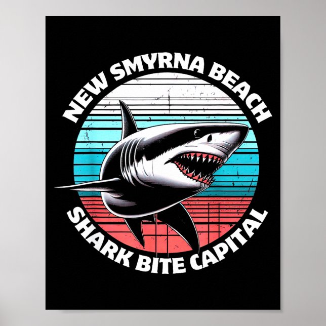 New Smyrna Beach_ Shark Bite Catal Graphic  Poster (Front)