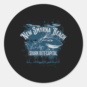 New Smyrna Beach Shark Bite Catal Of The World Gra Classic Round Sticker
