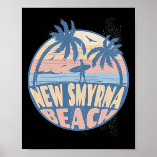 New Smyrna Florida Beach Surf Summer Vacation Vint Poster
