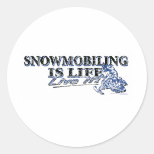 NEW-SNOWMOBILING-IS-LIFE-DIS CLASSIC ROUND STICKER