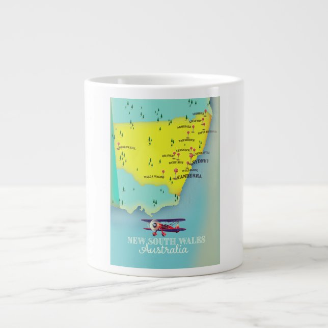 New South Wales Australia map Large Coffee Mug (Front)