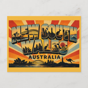 New South Wales Australia Vintage Travel Art Postcard