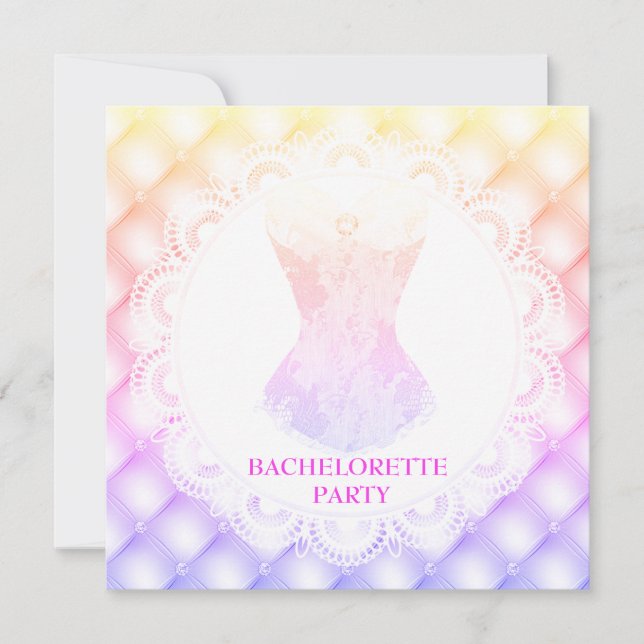 NEW SPARKLE PINK CORSET PRETTY DIAMOND LACE INVITATION (Front)