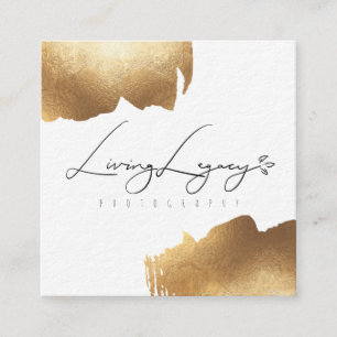 NEW SQUARE BUSINESS CARD Gold Brush Minimalist