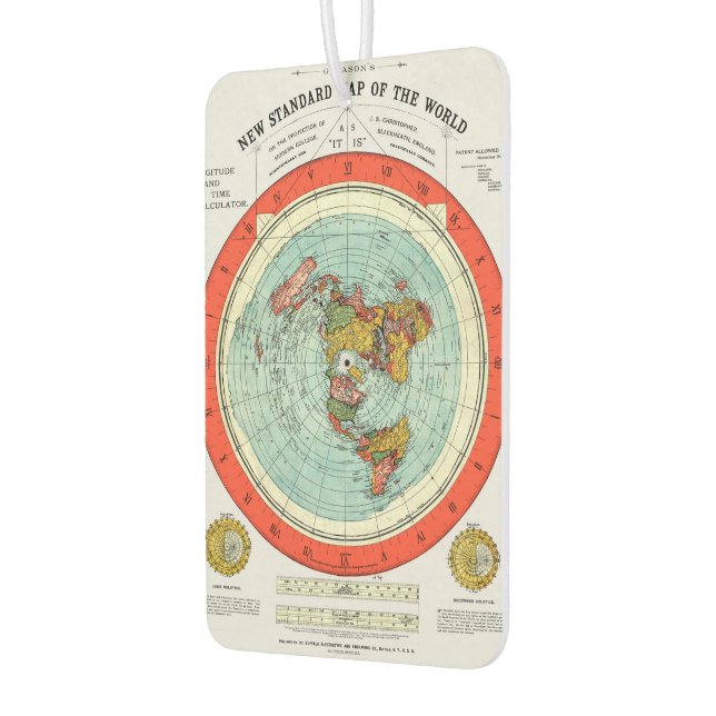New Standard Map of the World Flat Earth Earther Car Air Freshener (Left)