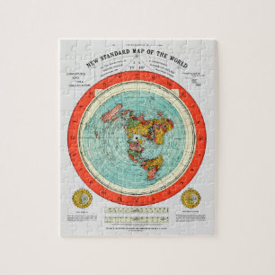 New Standard Map of the World Flat Earth Earther Jigsaw Puzzle