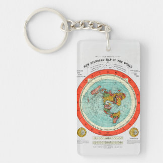 New Standard Map of the World Flat Earth Earther Key Ring