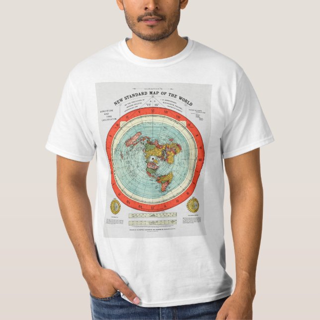 New Standard Map of the World Flat Earth Earther T-Shirt (Front)