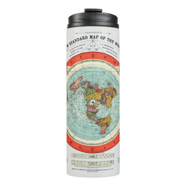 New Standard Map of the World Flat Earth Earther Thermal Tumbler (Front)