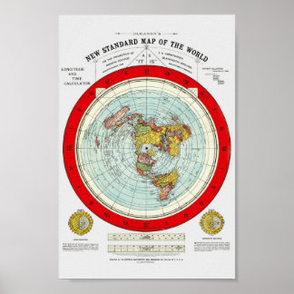 New Standard Map of the World Gleason 1892 Poster