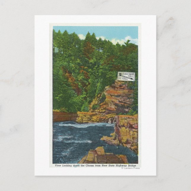 New State Hwy Bridge View of Ausable Chasm Postcard (Front)