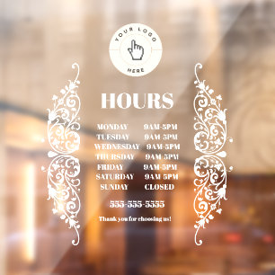 NEW! Store Hours Cling - 12x12 Rectangle - Custom