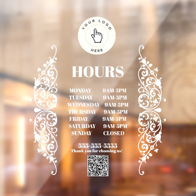 NEW! Store Hours Cling - 4x4 Rectangle - Custom (Sheet 2)