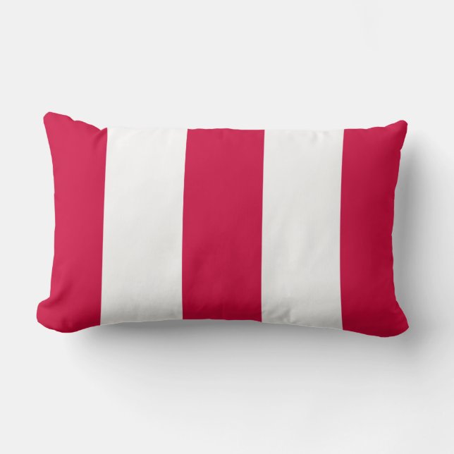 New Strawberry Red & White Stripe Lumbar Pillow (Front)