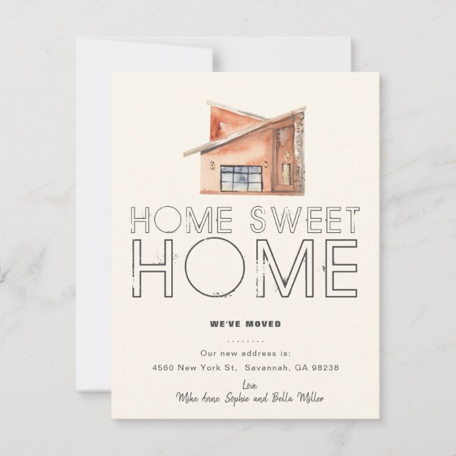 New Sweet Home Typography Moving Announcement Card (Front)