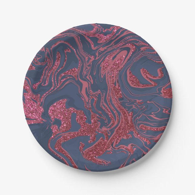 new swirly marble glitter 2 paper plate (Front)
