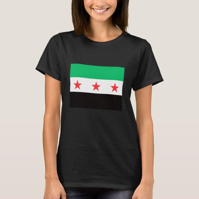 New Syrian Flag Syria free freedom post revolution T-Shirt (Front)