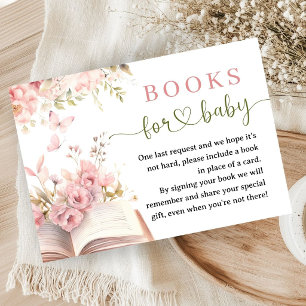 New Tale Book Baby Shower Girl Floral Pink Enclosure Card