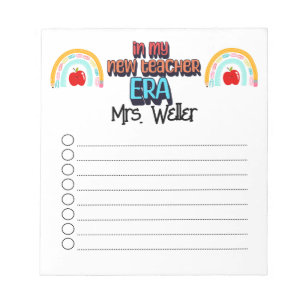 New Teacher personalised Back to school era to-do Notepad