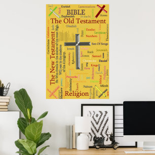 New Testament Word Cloud with Crosses Poster