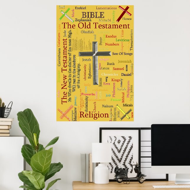 New Testament Word Cloud with Crosses Poster (Home Office)