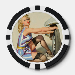 New Tire Pin-up Girl Poker Chips