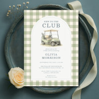 New to Club Golf Cart Gingham Baby Shower