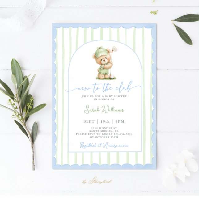 New to the Club Golf Baby Shower Boy Invitation (Creator Uploaded)