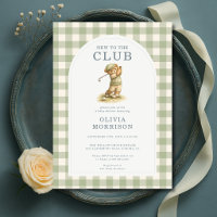 New To The Club Golf Bear Gingham Baby Shower