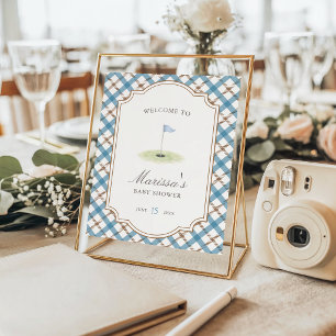 New to the Club Golf Blue & Brown Baby Shower Poster
