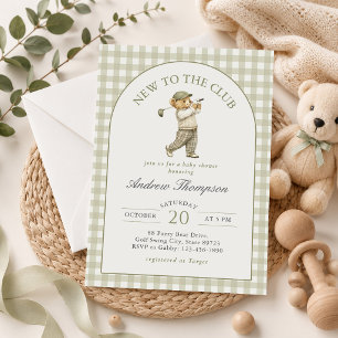 New to the Club Golf Boy Baby Shower Invitation