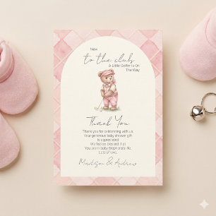 New To The Club Golfing Bear Baby Shower Thank You Card