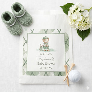 New to the Club Green Golfing Bear Baby Shower Favour Bag