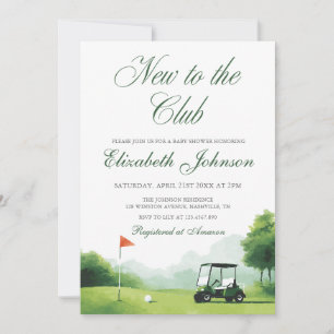 New to the Club Modern Golf Photo QR Baby Shower Invitation