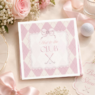 New to the Club Pink Girl Golf Baby Shower Decor Napkin