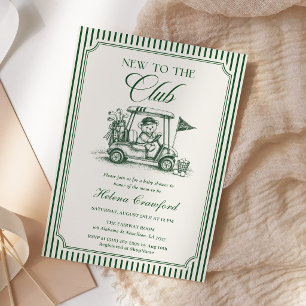 New to the Club Preppy Golf Baby Shower Teddy Bear Invitation