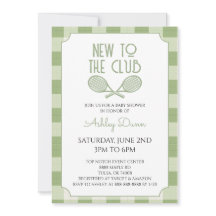 New To The Club Sage Green Tennis Baby Shower